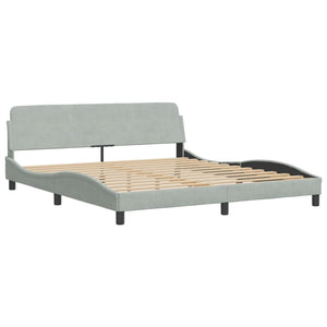 vidaXL LED Bed Frame without Mattress "Hanko" Light Gray 180x200 cm Velvet