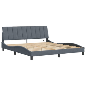 vidaXL LED Bed Frame without Mattress "Hanko" Dark Grey 180x200 cm Velvet