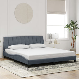 vidaXL LED Bed Frame without Mattress "Hanko" Dark Grey 180x200 cm Velvet