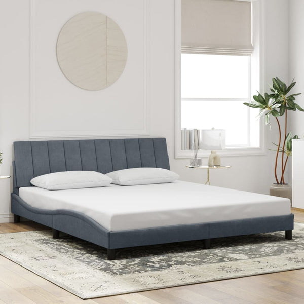 vidaXL LED Bed Frame without Mattress "Hanko" Dark Grey 180x200 cm Velvet