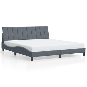 vidaXL LED Bed Frame without Mattress "Hanko" Dark Grey 180x200 cm Velvet