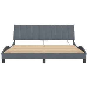 vidaXL LED Bed Frame without Mattress "Hanko" Dark Grey 180x200 cm Velvet