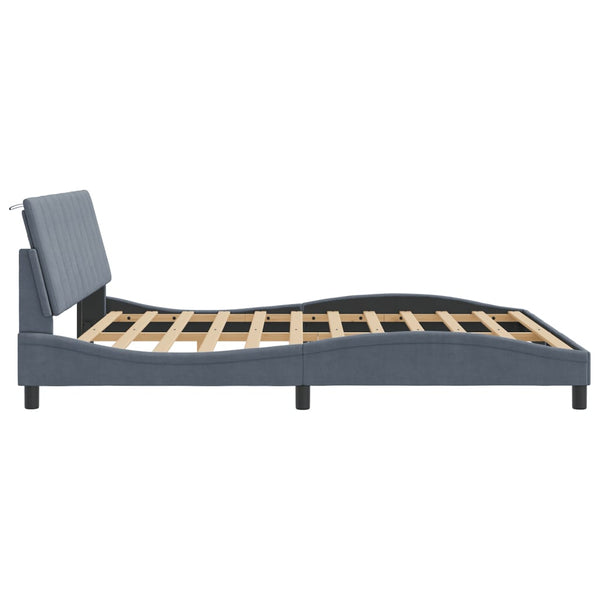 vidaXL LED Bed Frame without Mattress "Hanko" Dark Grey 180x200 cm Velvet