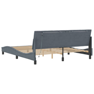 vidaXL LED Bed Frame without Mattress "Hanko" Dark Grey 180x200 cm Velvet