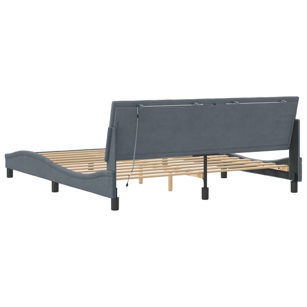 vidaXL LED Bed Frame without Mattress "Hanko" Dark Grey 180x200 cm Velvet