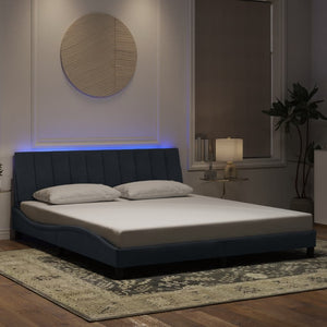 vidaXL LED Bed Frame without Mattress "Hanko" Dark Grey 180x200 cm Velvet