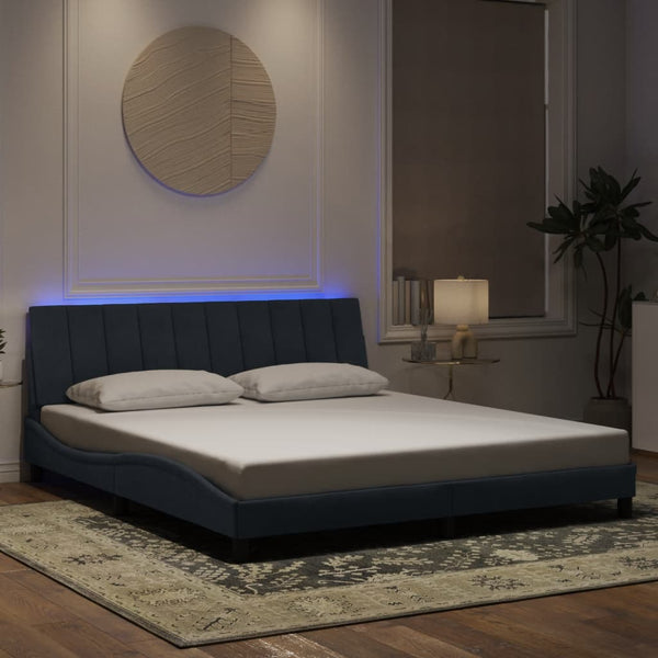 vidaXL LED Bed Frame without Mattress "Hanko" Dark Grey 180x200 cm Velvet