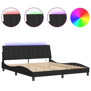 vidaXL LED Bed Frame without Mattress "Hanko" Black 180x200 cm Velvet