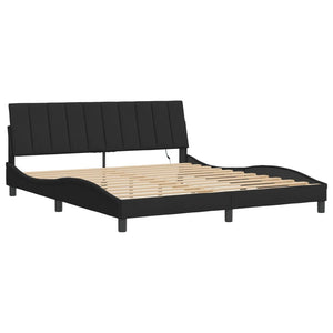 vidaXL LED Bed Frame without Mattress "Hanko" Black 180x200 cm Velvet