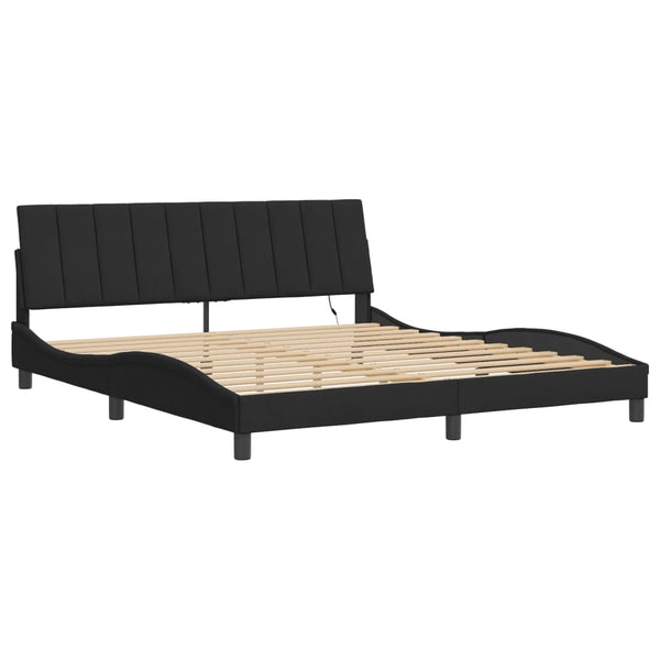 vidaXL LED Bed Frame without Mattress "Hanko" Black 180x200 cm Velvet