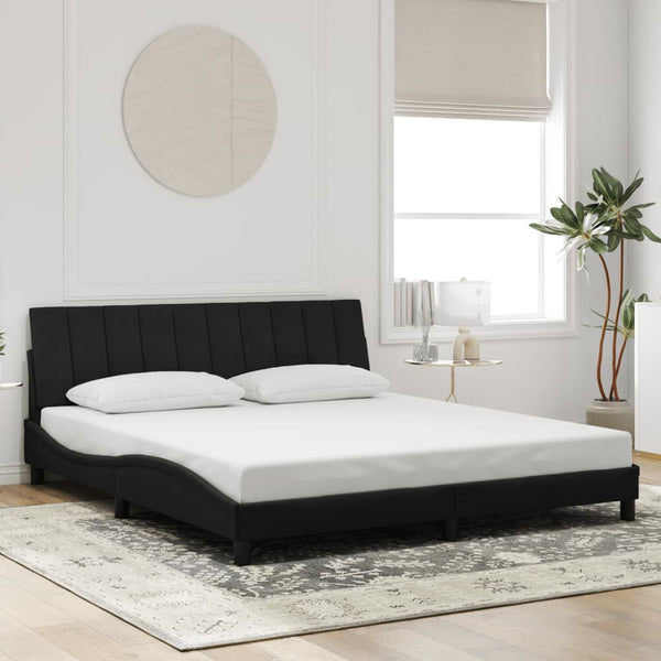 vidaXL LED Bed Frame without Mattress "Hanko" Black 180x200 cm Velvet