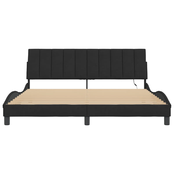 vidaXL LED Bed Frame without Mattress "Hanko" Black 180x200 cm Velvet