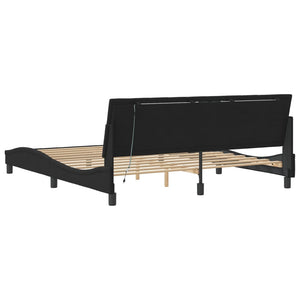 vidaXL LED Bed Frame without Mattress "Hanko" Black 180x200 cm Velvet
