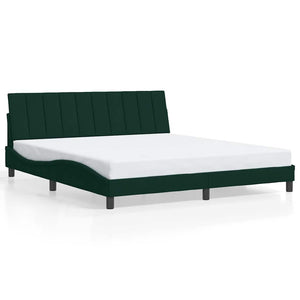 vidaXL LED Bed Frame without Mattress "Hanko" Dark Green 180x200 cm Velvet