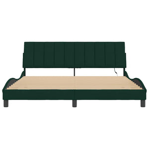 vidaXL LED Bed Frame without Mattress "Hanko" Dark Green 180x200 cm Velvet