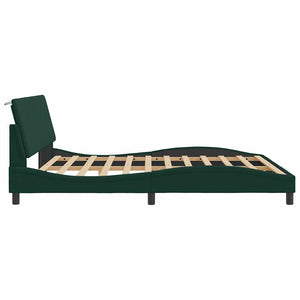 vidaXL LED Bed Frame without Mattress "Hanko" Dark Green 180x200 cm Velvet