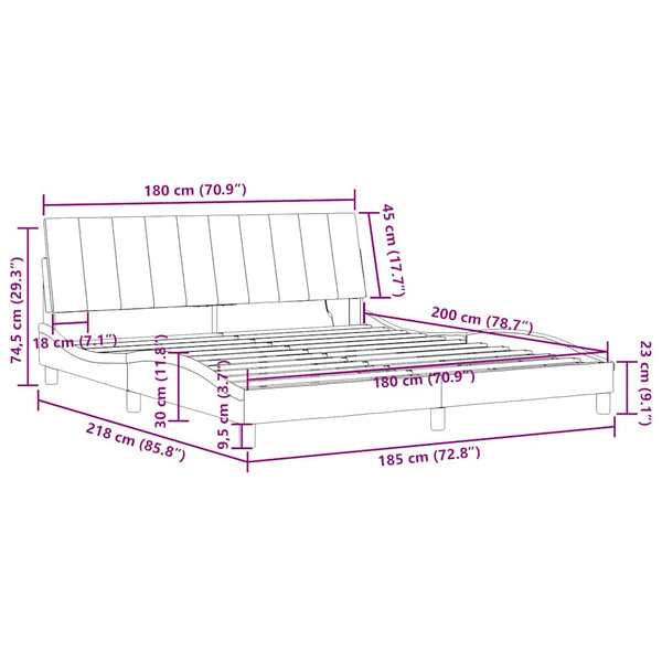 vidaXL "Hanko" Velvet Bed Frame with LED, No Mattress, Blue 180x200 cm