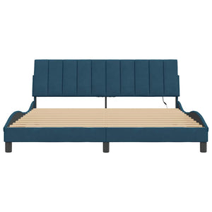 vidaXL "Hanko" Velvet Bed Frame with LED, No Mattress, Blue 180x200 cm