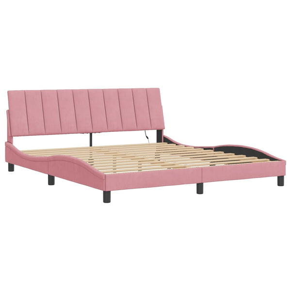 vidaXL LED Bed Frame without Mattress "Hanko" Pink 180x200 cm Velvet