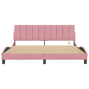 vidaXL LED Bed Frame without Mattress "Hanko" Pink 180x200 cm Velvet