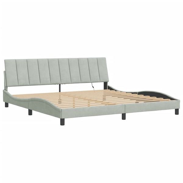 vidaXL LED Bed Frame without Mattress "Hanko" Light Gray 200x200 cm Velvet