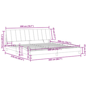 vidaXL LED Bed Frame without Mattress "Hanko" Light Gray 200x200 cm Velvet