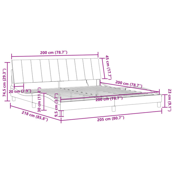 vidaXL LED Bed Frame without Mattress "Hanko" Light Gray 200x200 cm Velvet