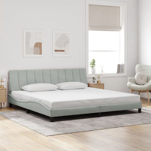 vidaXL LED Bed Frame without Mattress "Hanko" Light Gray 200x200 cm Velvet
