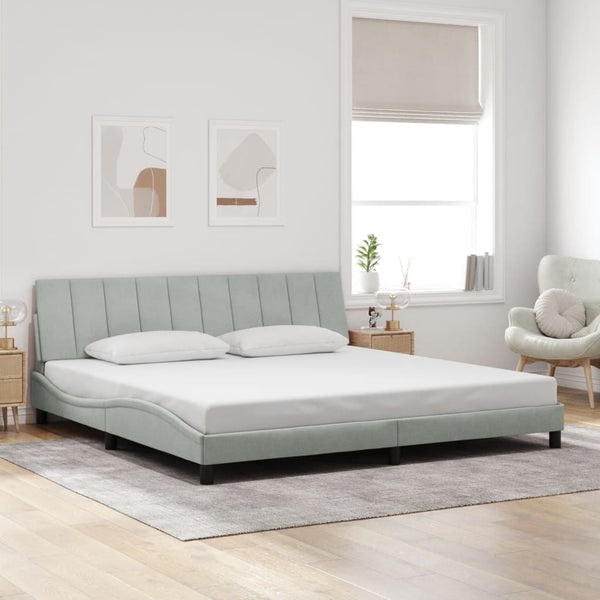 vidaXL LED Bed Frame without Mattress "Hanko" Light Gray 200x200 cm Velvet