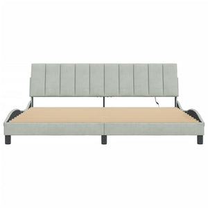 vidaXL LED Bed Frame without Mattress "Hanko" Light Gray 200x200 cm Velvet