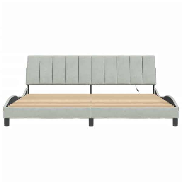 vidaXL LED Bed Frame without Mattress "Hanko" Light Gray 200x200 cm Velvet