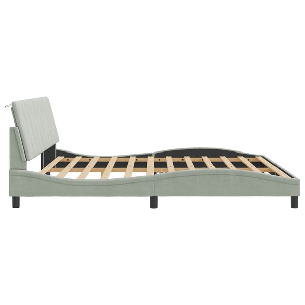 vidaXL LED Bed Frame without Mattress "Hanko" Light Gray 200x200 cm Velvet