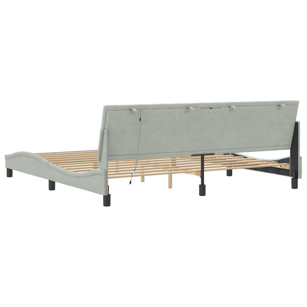 vidaXL LED Bed Frame without Mattress "Hanko" Light Gray 200x200 cm Velvet