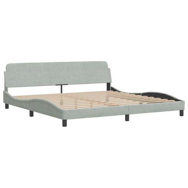 vidaXL LED Bed Frame without Mattress "Hanko" Light Gray 200x200 cm Velvet