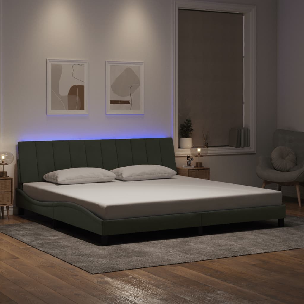 vidaXL LED Bed Frame without Mattress "Hanko" Light Gray 200x200 cm Velvet