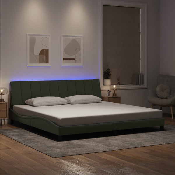 vidaXL LED Bed Frame without Mattress "Hanko" Light Gray 200x200 cm Velvet