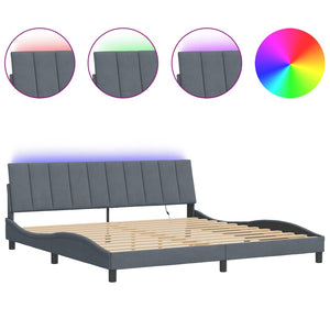 vidaXL LED Bed Frame without Mattress "Hanko" Dark Grey 200x200 cm Velvet