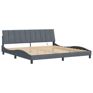 vidaXL LED Bed Frame without Mattress "Hanko" Dark Grey 200x200 cm Velvet
