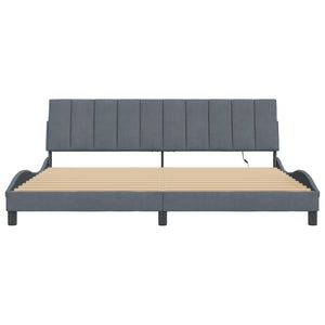vidaXL LED Bed Frame without Mattress "Hanko" Dark Grey 200x200 cm Velvet