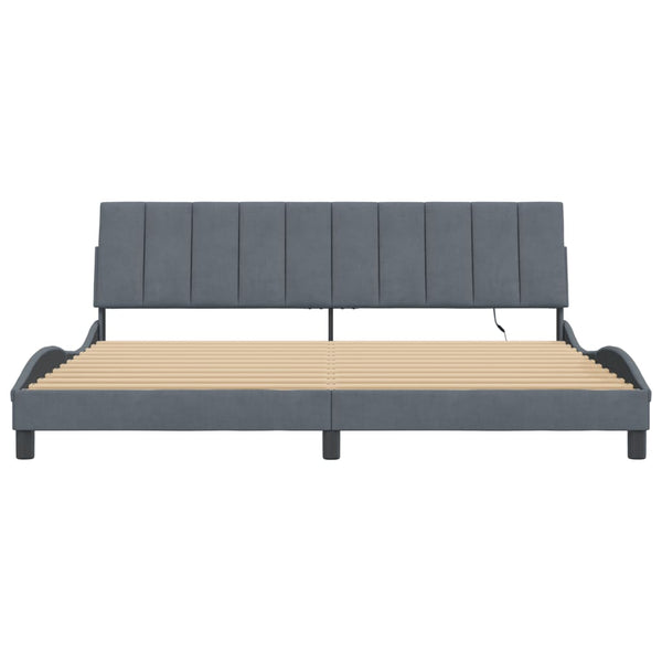 vidaXL LED Bed Frame without Mattress "Hanko" Dark Grey 200x200 cm Velvet