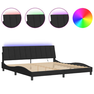 vidaXL LED Bed Frame without Mattress "Hanko" Black 200x200 cm Velvet