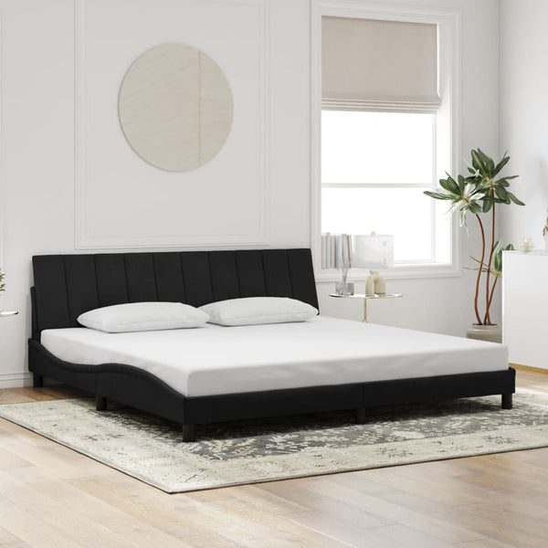 vidaXL LED Bed Frame without Mattress "Hanko" Black 200x200 cm Velvet