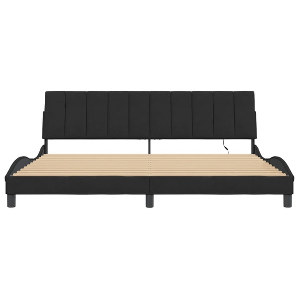 vidaXL LED Bed Frame without Mattress "Hanko" Black 200x200 cm Velvet