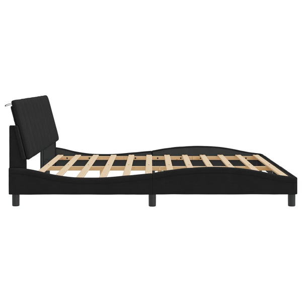 vidaXL LED Bed Frame without Mattress "Hanko" Black 200x200 cm Velvet
