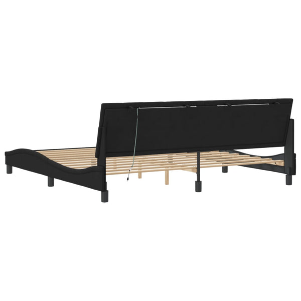 vidaXL LED Bed Frame without Mattress "Hanko" Black 200x200 cm Velvet