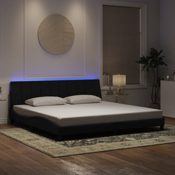 vidaXL LED Bed Frame without Mattress "Hanko" Black 200x200 cm Velvet