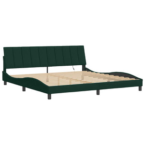 vidaXL LED Bed Frame without Mattress "Hanko" Dark Green 200x200 cm Velvet