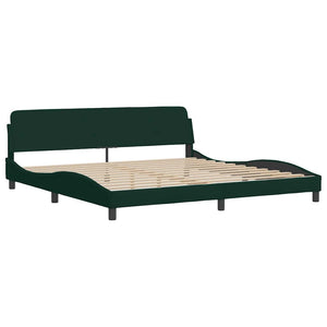 vidaXL LED Bed Frame without Mattress "Hanko" Dark Green 200x200 cm Velvet