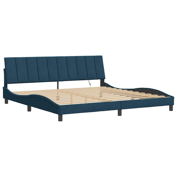 vidaXL LED Bed Frame without Mattress "Hanko" Blue 200x200 cm Velvet