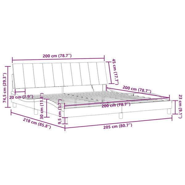vidaXL LED Bed Frame without Mattress "Hanko" Blue 200x200 cm Velvet